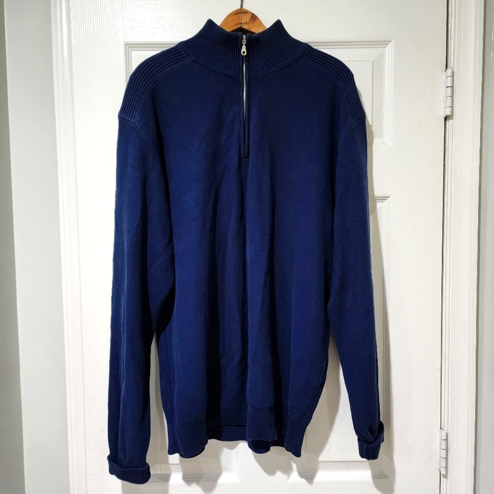 Faconnable Navy blue 1/2 zip knit, XL